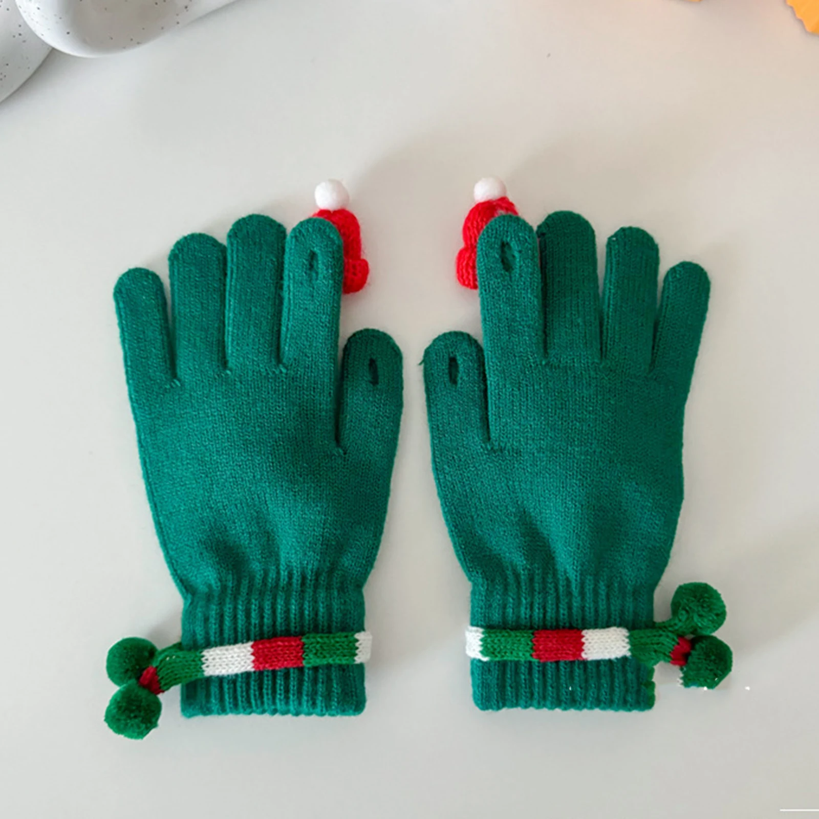 قفازات عيد الميلاد الحمراء الدافئة الصوف تسرب الاصبع قفازات لمس عيد الميلاد قفازات الزخرفية قفازات عيد الميلاد الدافئة
