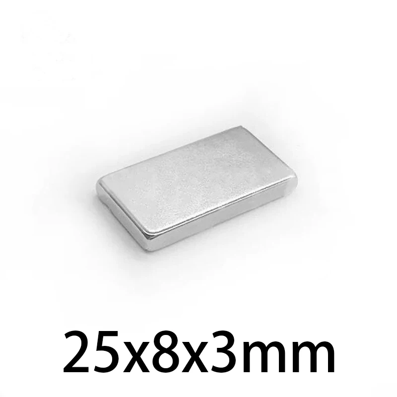 25x8x3mm N35 Strong Square NdFeB Rare Earth Magnet 25*3*3mm Neodymium Magnets 25mm x 3mm x 3mm