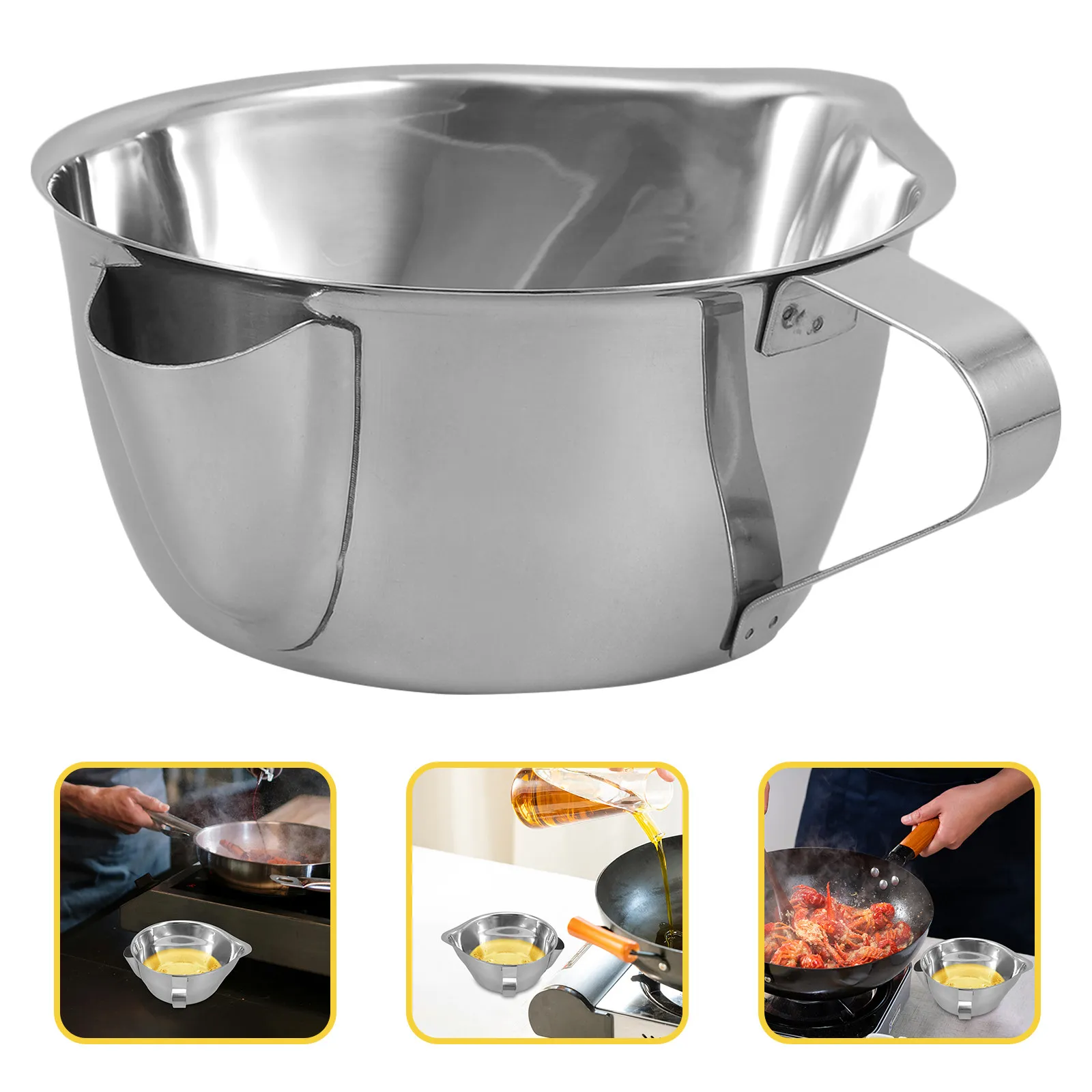 500Ml Stainless Steel Oil Separator Bowl Grease Filter Strainer for Cooking Soup Sauces Healthy Eating Kitchen Fat Removal Tool