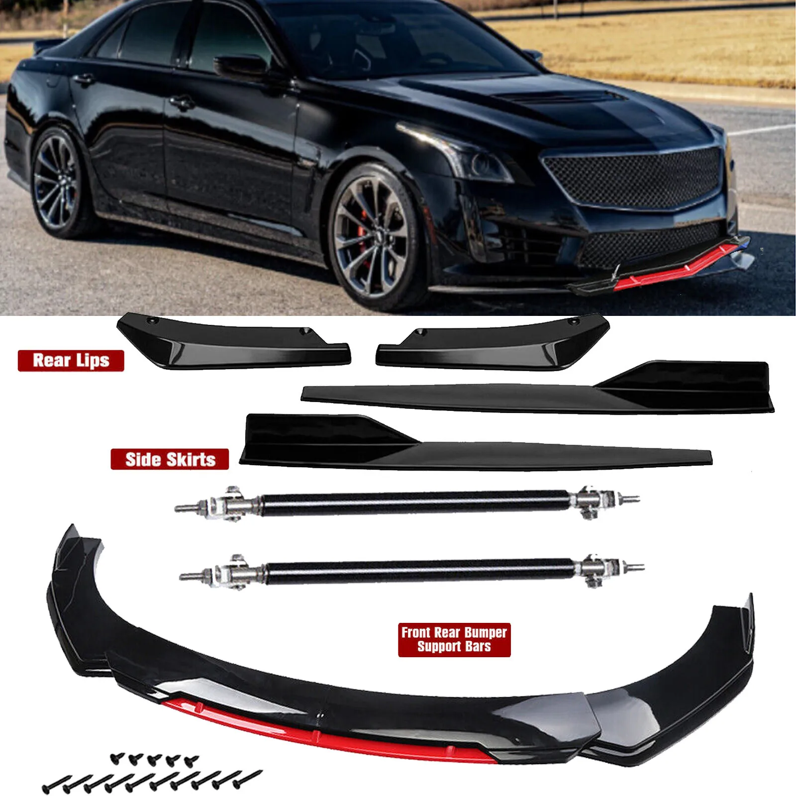 

Front Rear Bumper Lip Spoiler Splitter For Cadillac CTS ATS Side Skirt Body Kit