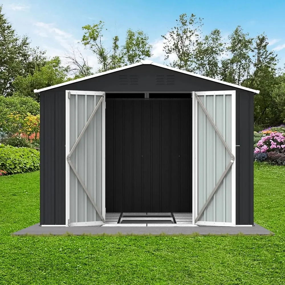 Imagem -05 - Armazenamento ao ar Livre Waterproof Garden Shed Ferramenta de Bicicleta Cortador de Grama Quintal Pátio Gramado Metal Storage Shed 8ft x 6ft