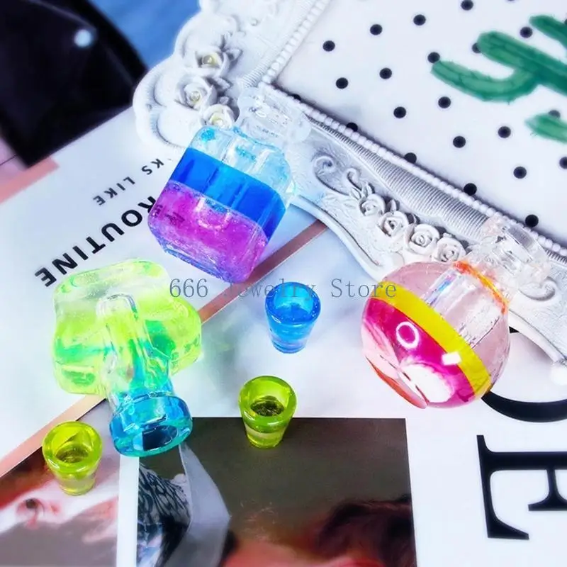 F2TD 7 قطعة متمنيا زجاجة الرمال المتحركة الانجراف زجاجات قالب على شكل قلب راتنجات الايبوكسي قوالب قالب من السيليكون لتقوم بها #3