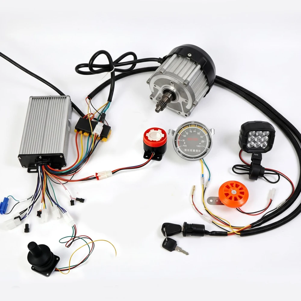 800W Brushless Motor Kit 48V/60V Joystick Controller with Gauge Horn LED Light Electric Tricycle Mobility Scooter