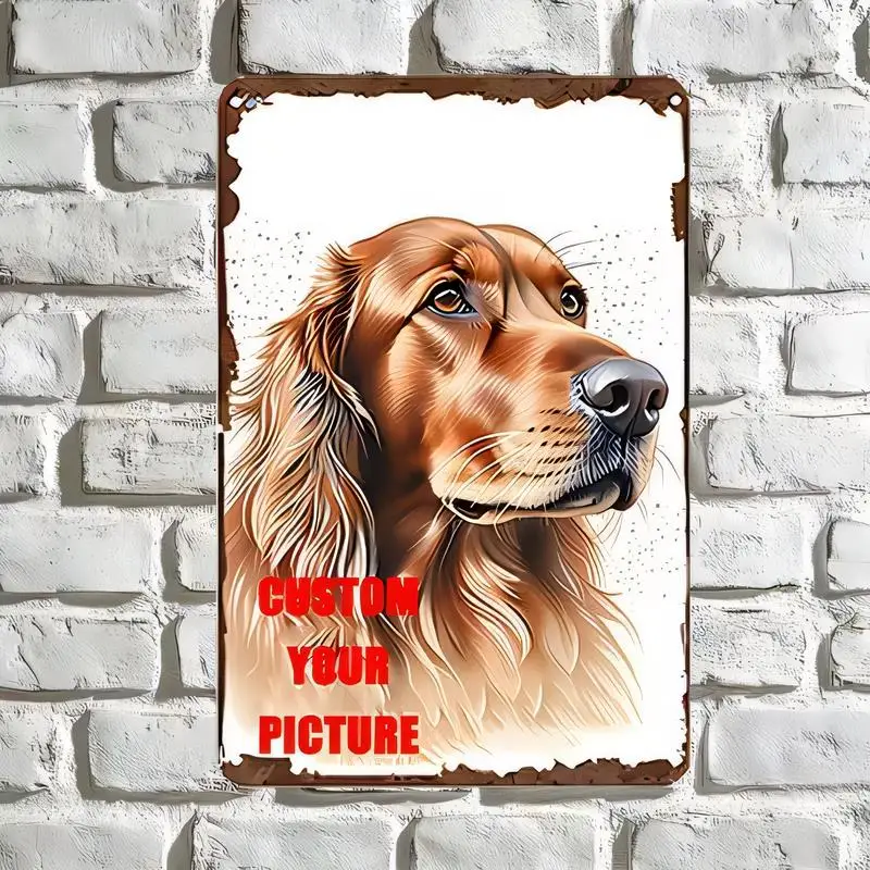 Vintage Distressed Metal Tin Sign, Custom Dog Portrait Art - Retro Iron Wall Decor, for Home/Bar/Cafe, Rustic Design, Iron Mater