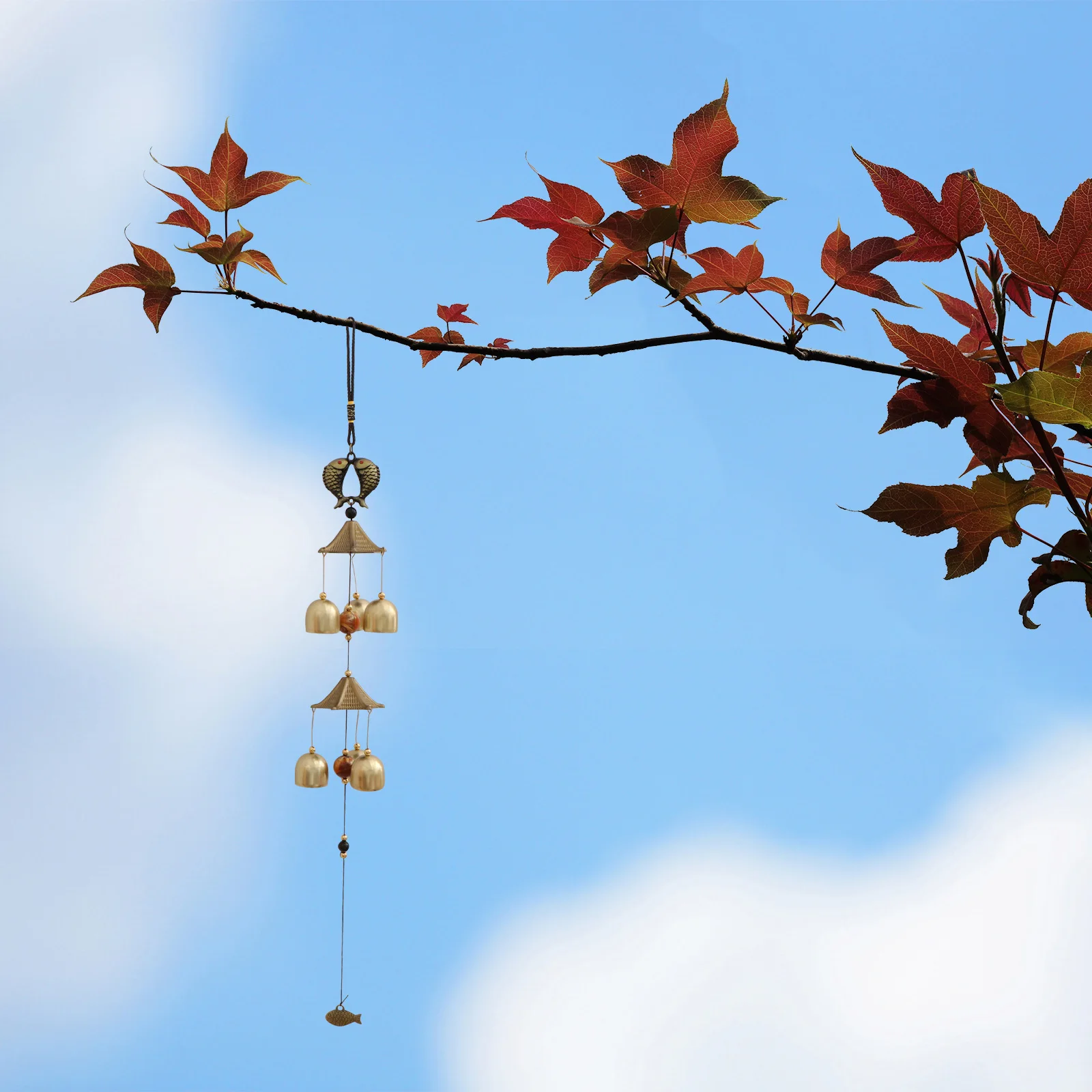 

1Pcs Metal Wind-Bell Antirust Auspicious Wind Chime Hanging Pendant Garden Living Room Office Decoration Metal Wind-Bell