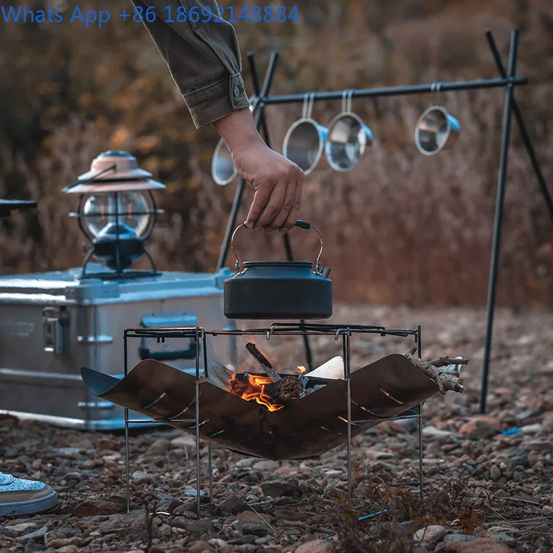 Portable Folding Camping Stove Outdoor Fire Pit Grill for Barbecue and Cooking