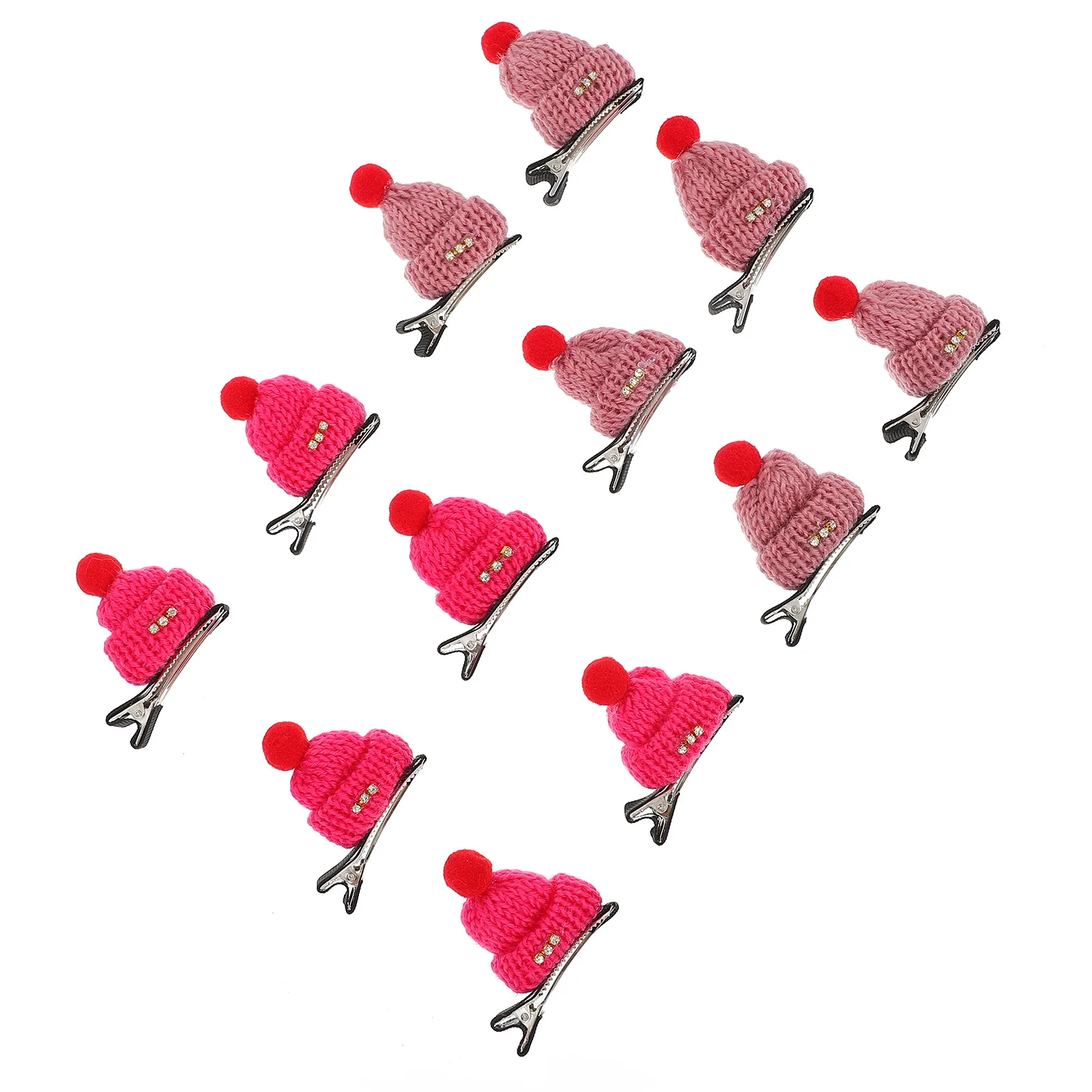 

12 Pcs Kids Hair Clip Xmas Little Hat Headdress Christmas Party Accessories Baby Girl Red Pink Holiday Decorations