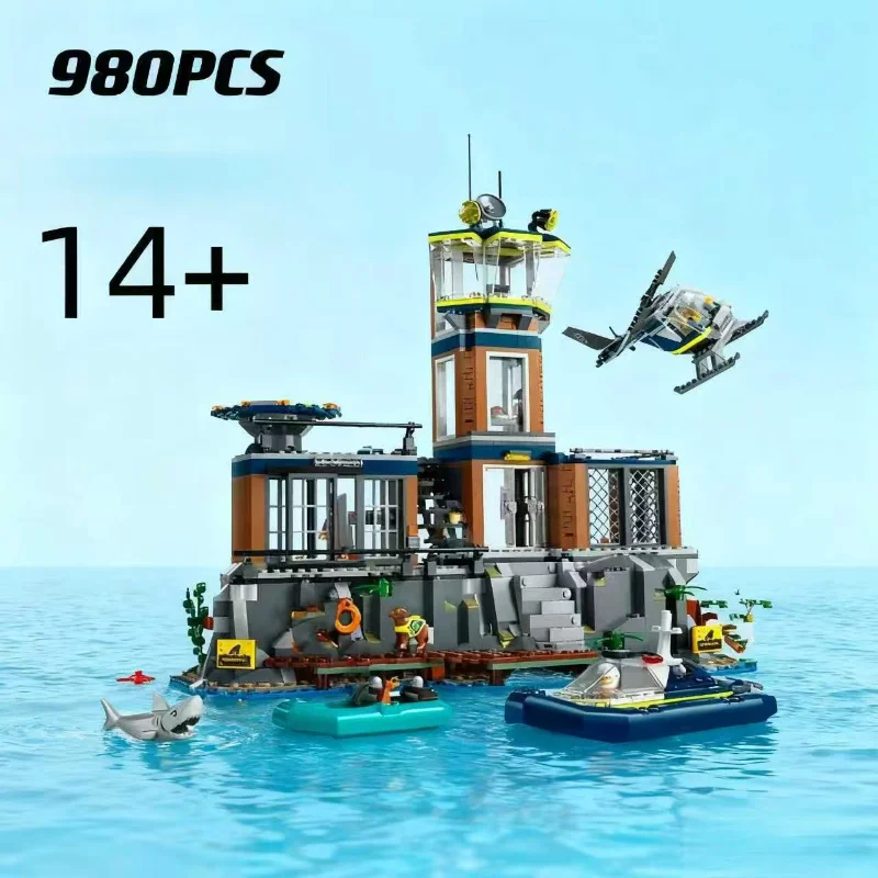 متوفر مدينة تناسب 60419 جزيرة سجن البحر اللبنات نموذج الطوب الشرطة قارب سريع MOC لعبة للأطفال عيد الميلاد هدية عيد ميلاد
