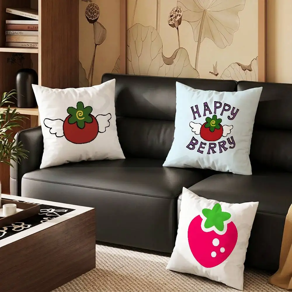 H-Happy Berry Cartoon pillowcase casual style decoration, suitable for home decoration (excluding pillow core)