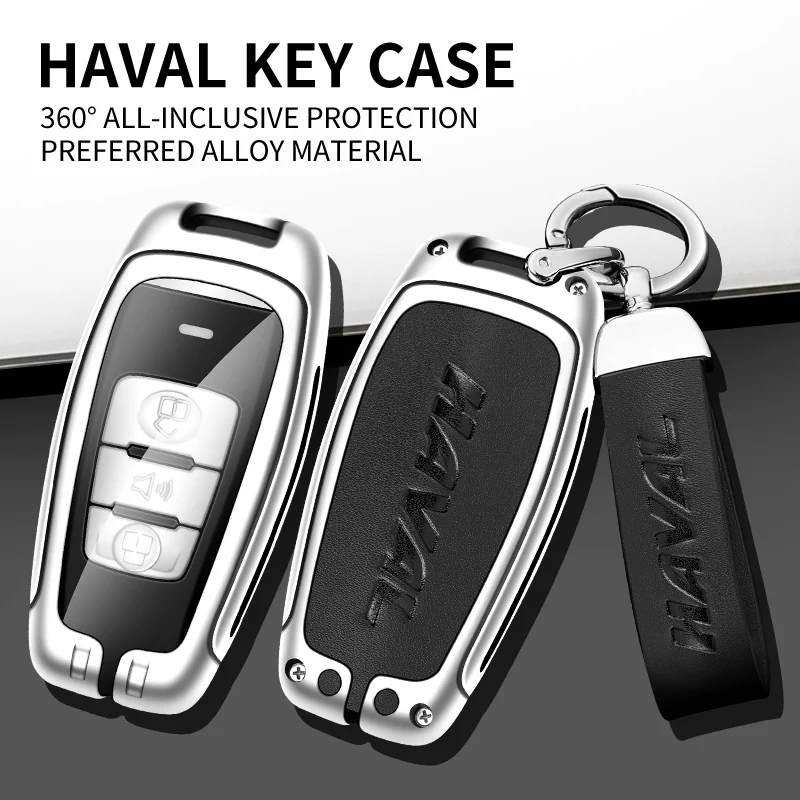 Car Key Case Great Wall Hover Jolion H6 2022 H7 H4 H9 F5 F7 F7X F7H H2S GMW Dargo Shell Keychain Zinc Alloy Leather Car Key Case
