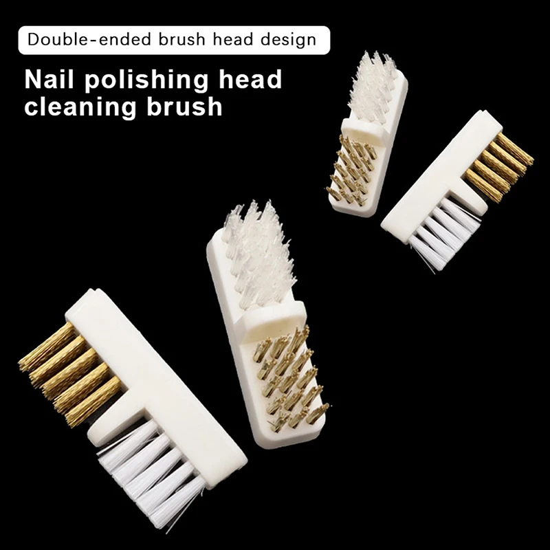 【B】1PC Manicure Cutter Nail Drill Bit Cleaning Brush Copper Wire Remove Dust Clean Soft Hard Drill Grinding Head Cleaner Tools