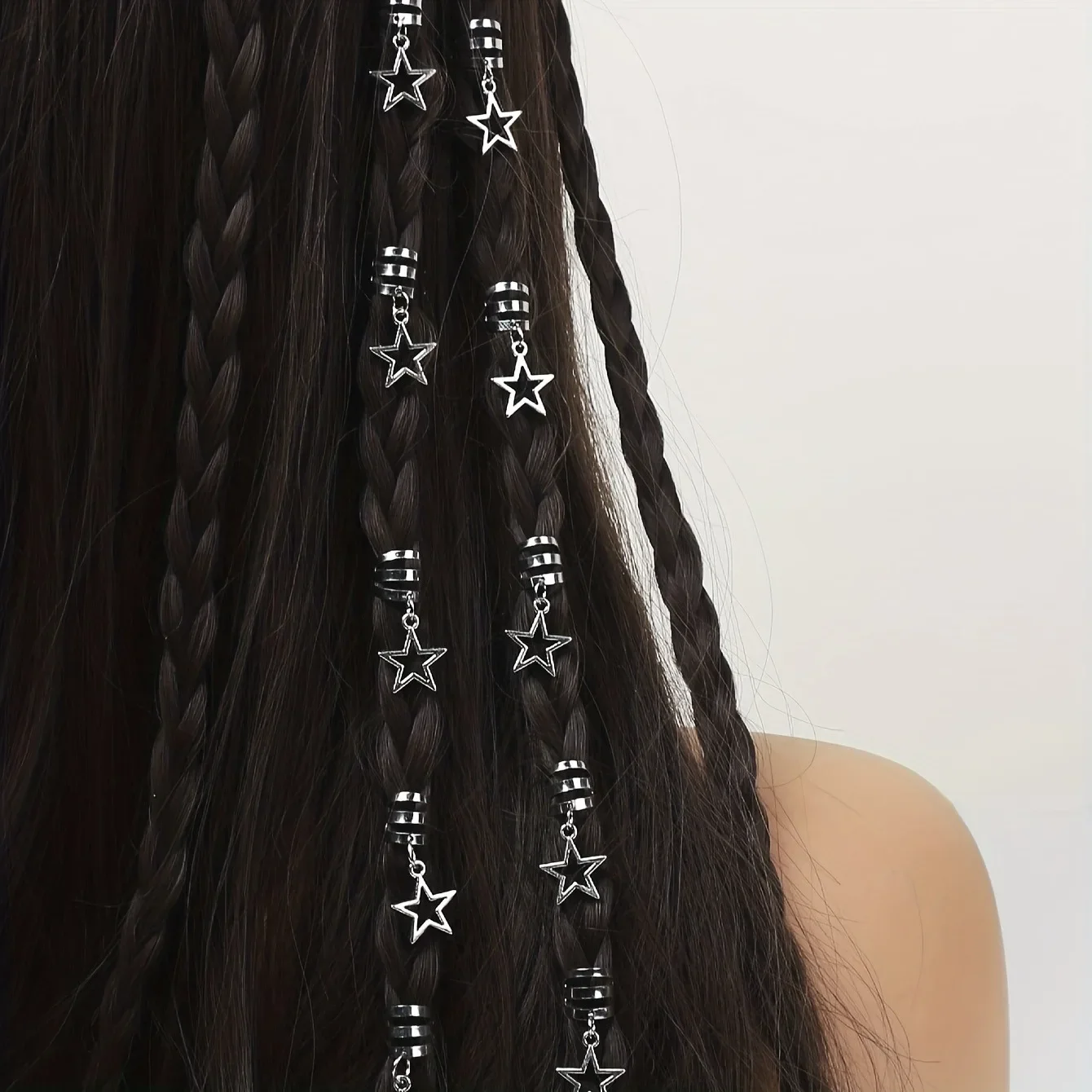 

10pcs/set Star shape Metal Hair Ring,Dreadlocks Beads Hair Braid DIY Pendant Hair Accessories Metal Cuffs Decoration/Accessories