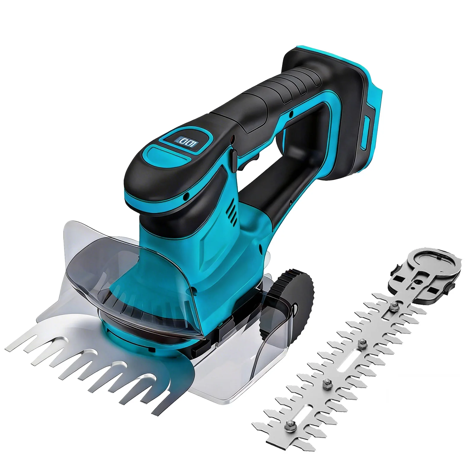 2-in-1 18V Akku-Heckenschere Kompatibel mit Makita 18V, Handgeführte Elektrische Grasschere Strauchschneider Garten-Buschschneidewerkzeug Ohne Akku & Ladegerät
