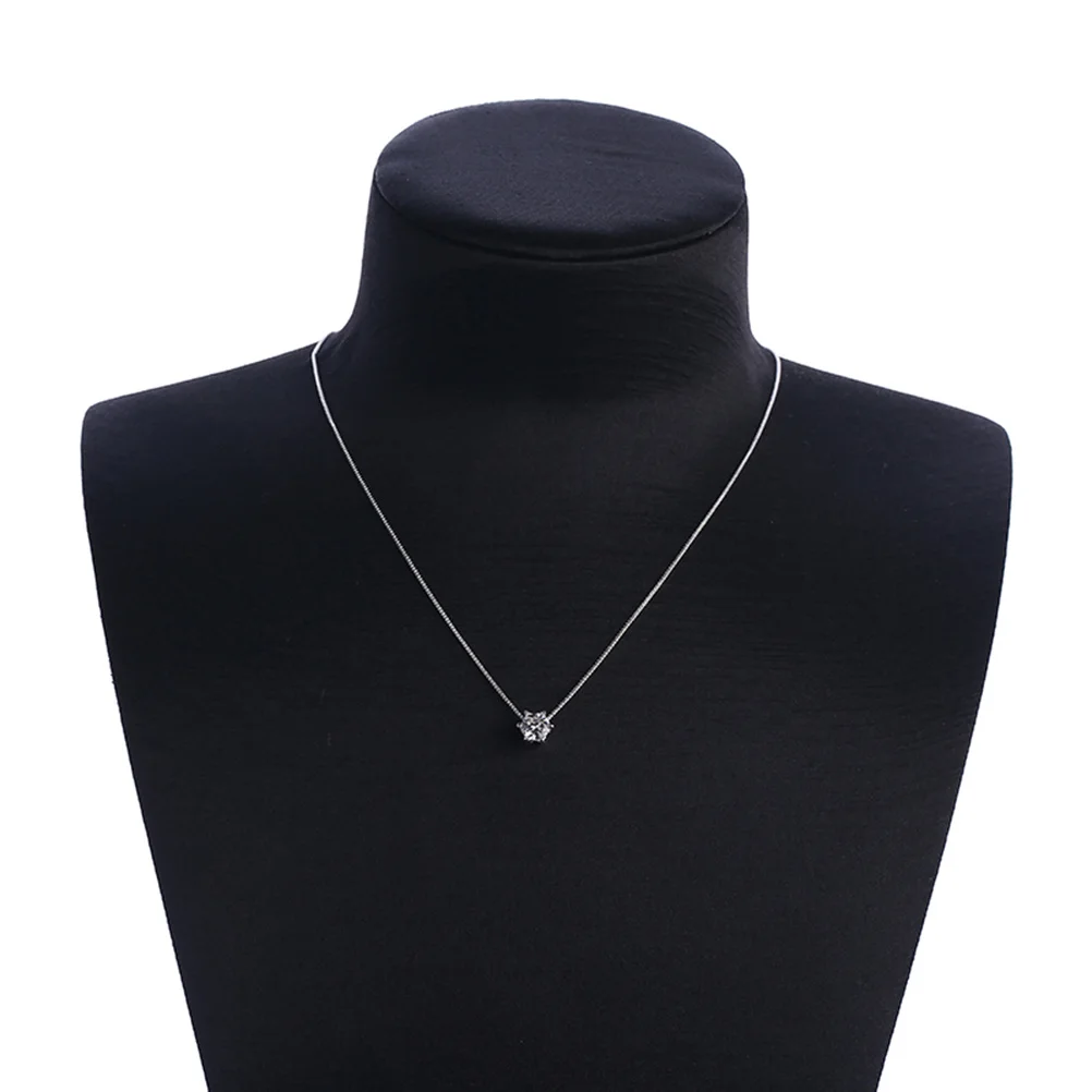بسيطة جولة الزركون قلادة لامعة العصرية دائم ارتداء مثالية عيد ميلاد الزفاف هدية مجوهرات واحدة الزركون قلادة #2