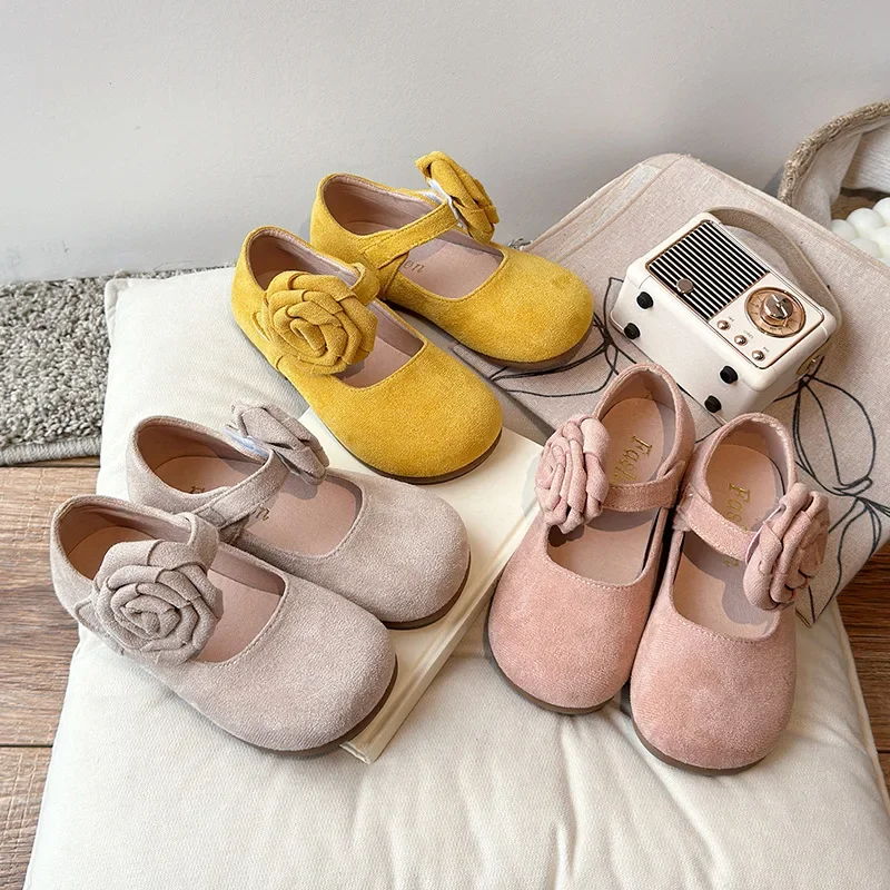 

Spring Autumn Girls Pink Mary Jane Fashion Shoes Fairy Ballet Rose Flower School Student Loafer Flats Size 23-34