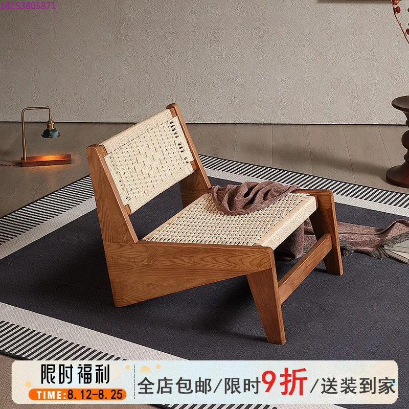 

Средневековый ваби-саби, ветер, плетеный диван из цельного дерева, кресло B & B, отель, гостиная, одиночный стул из ясеня