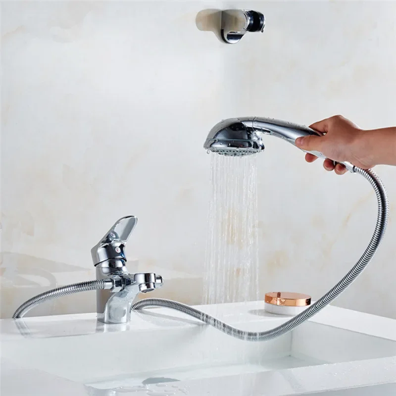 صنابير الحمام متعددة الوظائف جميع النحاس ثقب واحد WashBasin خلاط صنبور سطح الخيالة ثنائي الغرض صنبور الماء البارد والساخن