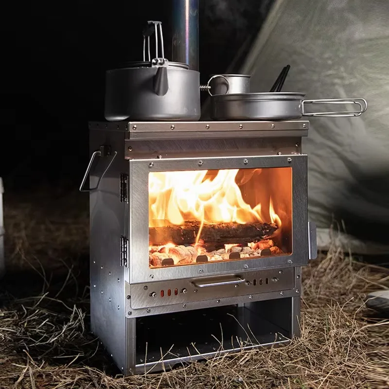 

2026 Titanium Firewood Stove Wood Burning Portable Foldable For Camping Furnace Picnic Cooking
