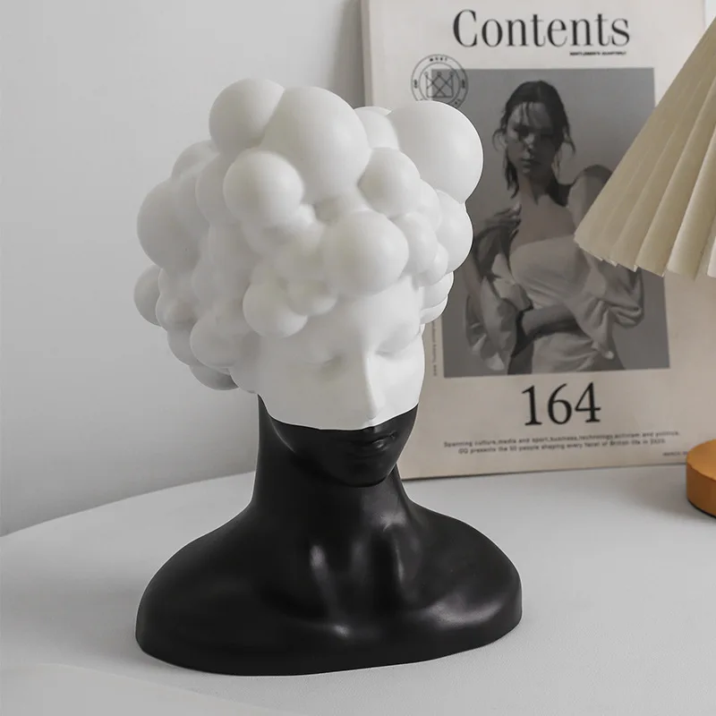 1Pcs Creative Black and White Woman Decoration Abstract Character Sculptures Portrait Home Decor