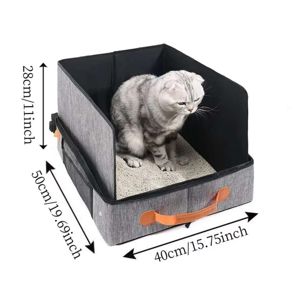 

Portable Collapsible Cat Litter Box Leak-Proof Water-Resistant Travel Litter Box Kitty Litter Pan Car Travel