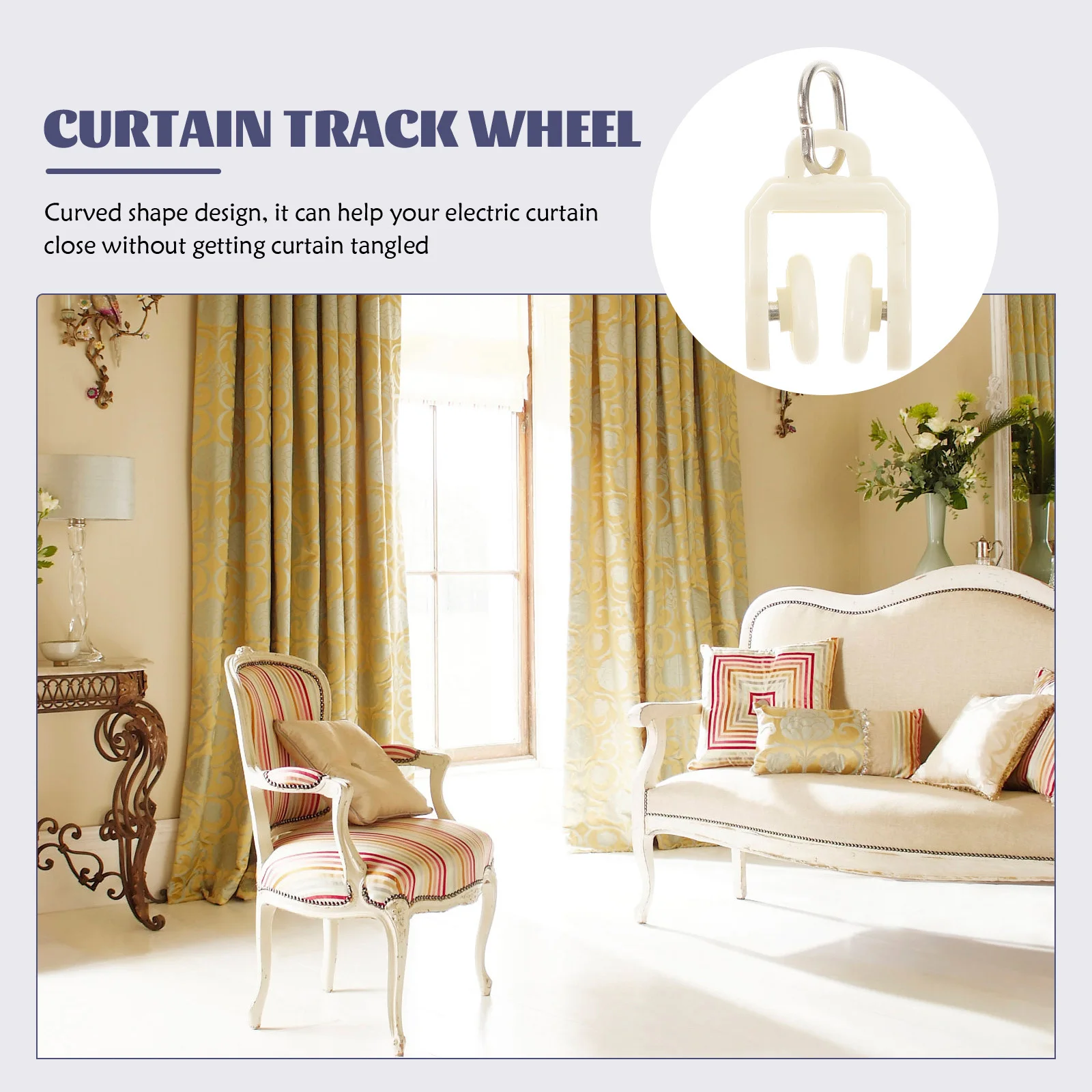 

50Pcs Curtain Track Roller Stainless Steel Pulley Smooth Sliding Curtain Rail Glider for Home Office Closets Drapery Fittings