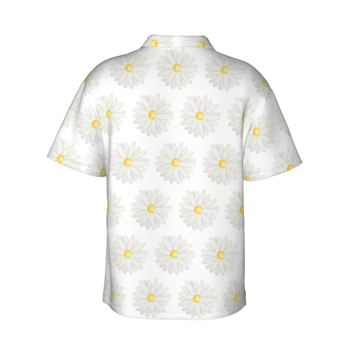 Hand Painted One Little White Daisy Watercolor Men's Shirts Hawaiian Short Sleeve Shirt Funny Lapel Tops for Summer Beach