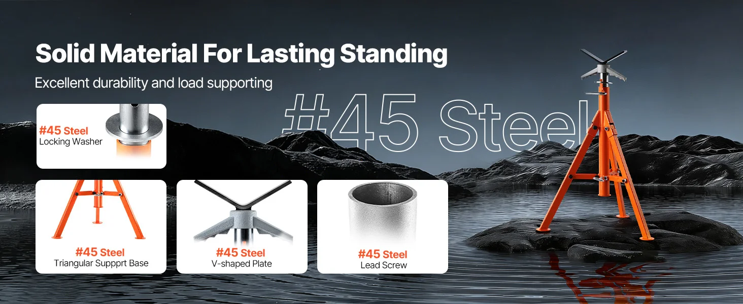 SucceBuy Pipe Stand 2500 LBS Heavy Duty Pipe Stands 27.2-52 Height Adjustable V Head Pipe Stand Steel Folding Stand