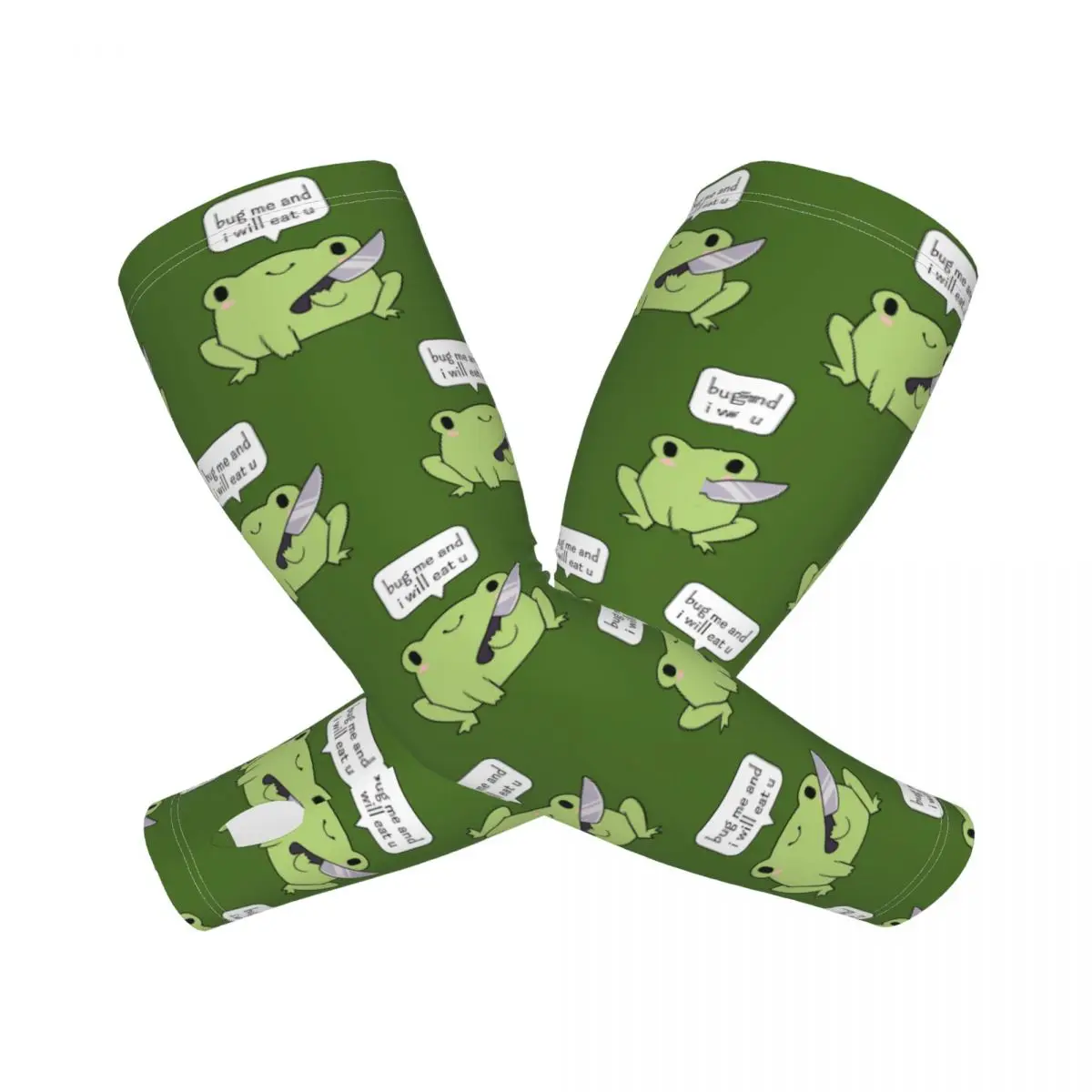 

Милая лягушка с ножом, уличные нарукавники, защита от солнца и ультрафиолета, летние ледяные шелковые велосипедные татуировки, рукава