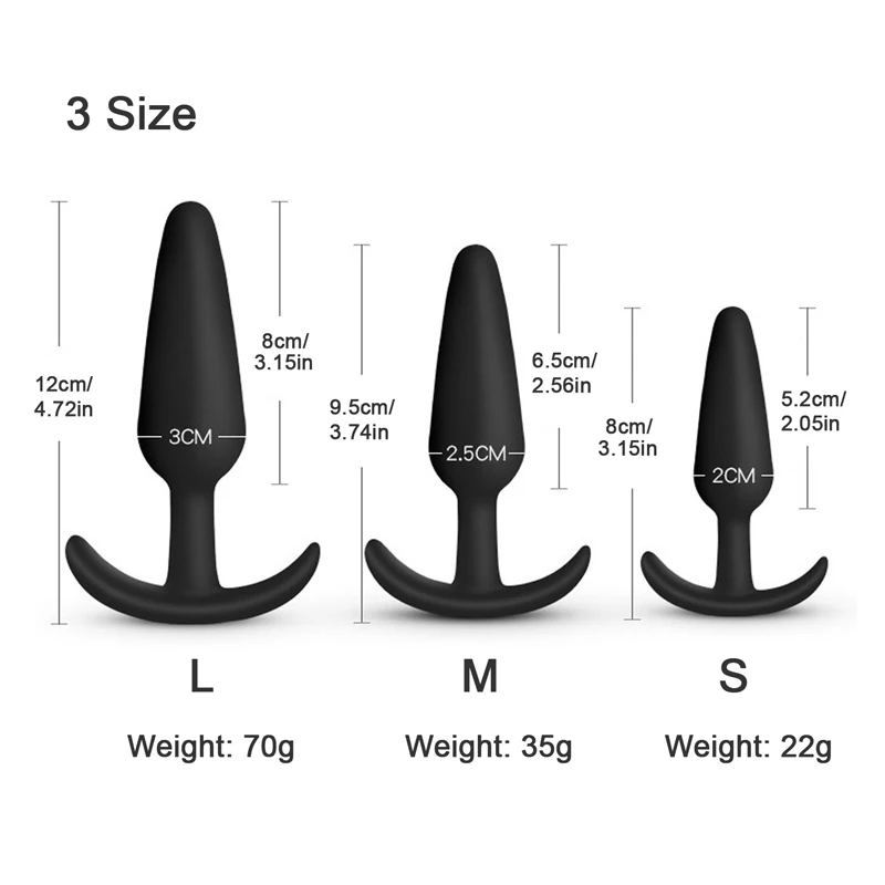 3 Sizes Anchor Anal Plug Silicone Anal Dildo Butt Plug Unisex Anal Trainer Anal Toys Sex Toys for Men/Women Massager Adults Toys