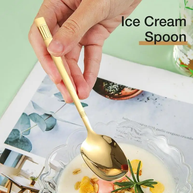 Stainless Steel Spoon 19.3cm/7.6 Inch Soup Spoon Heat Resistant Cappuccino Stirring Tool Household Tableware For Soup Yogurt