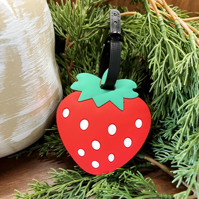 1pc Strawberry Luggage Tag Fruit Luggage Address Label Waterproof and Loss proof Travel Bag Accessories Gift