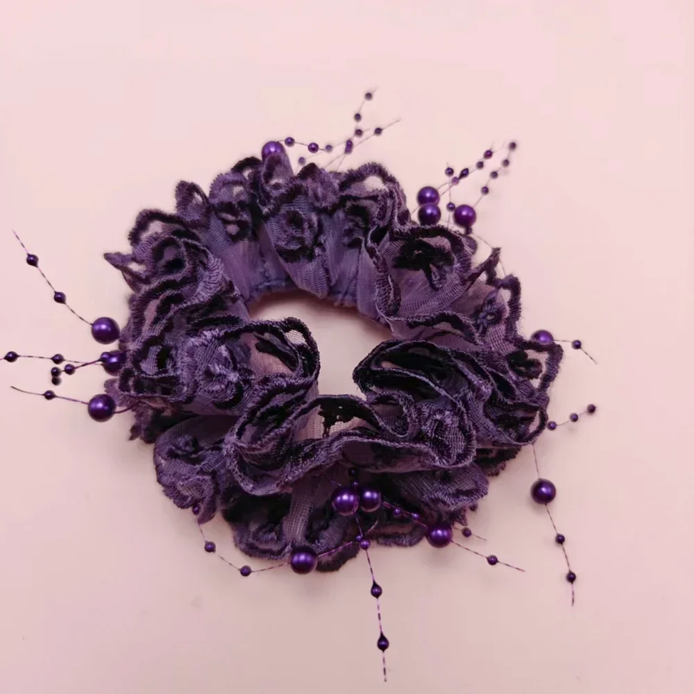 

Headband Female Elastic Rubber Flowers Big Scrunchies for Women Fringed Rubber Band High Elastic Hair Ties Hair Accessories