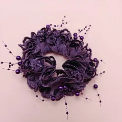 Headband Female Elastic Rubber Flowers Big Scrunchies for Women Fringed Rubber Band High Elastic Hair Ties Hair Accessories