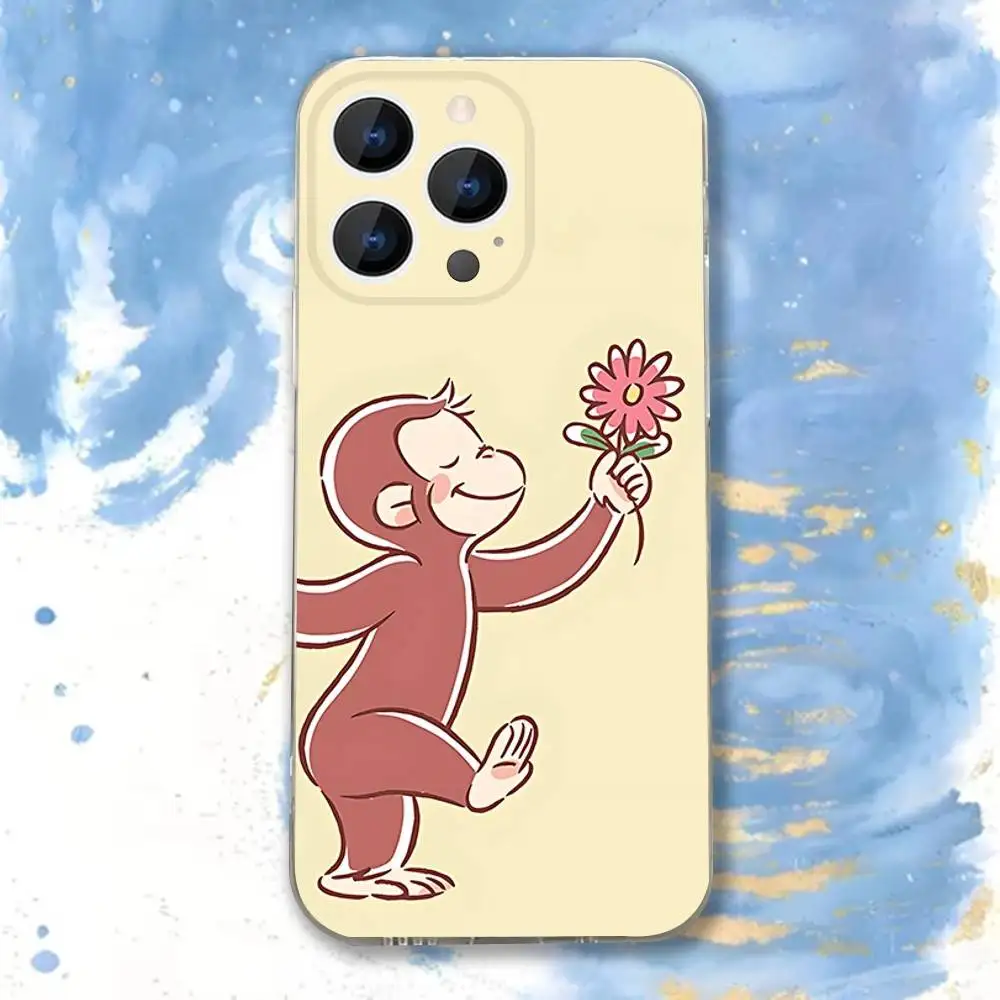 Custodia trasparente Mokey C-Curious G-Georges adatta per iPhone 11 12 13 14 15 16 17 Pro Max Plus X XS XR SE E Mini Custodia protettiva