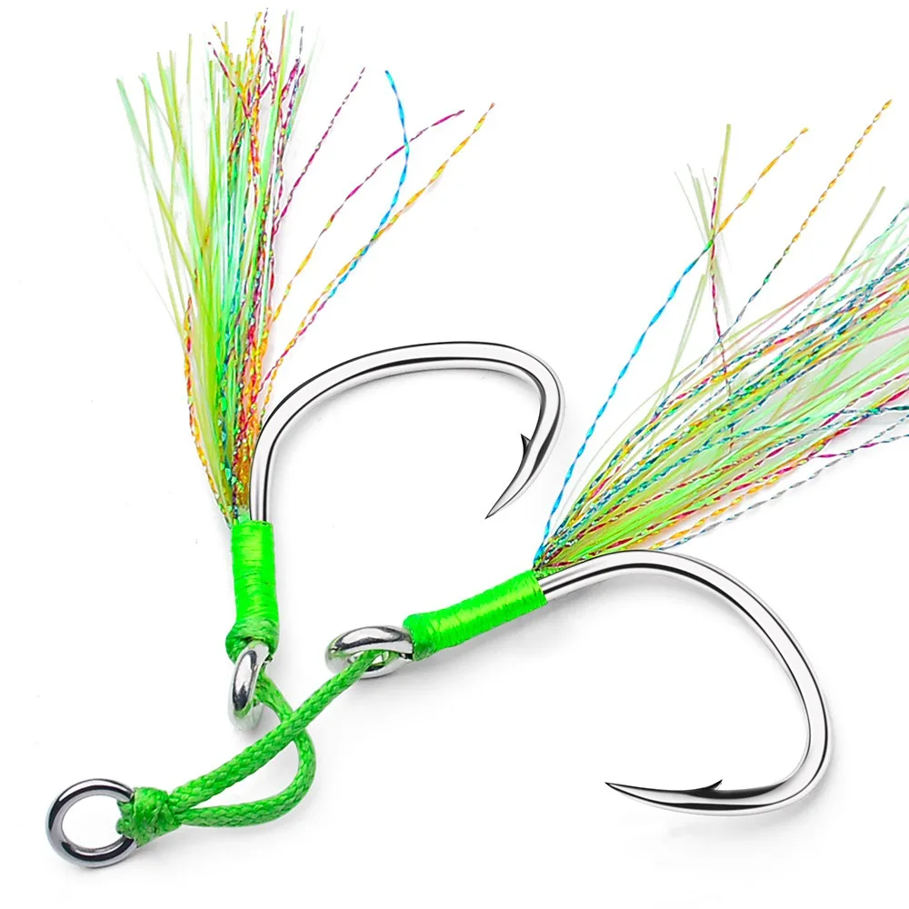 Anzuelos Dobles de Pesca con Plumas y Púas – Afilados para Marina - imagen 5