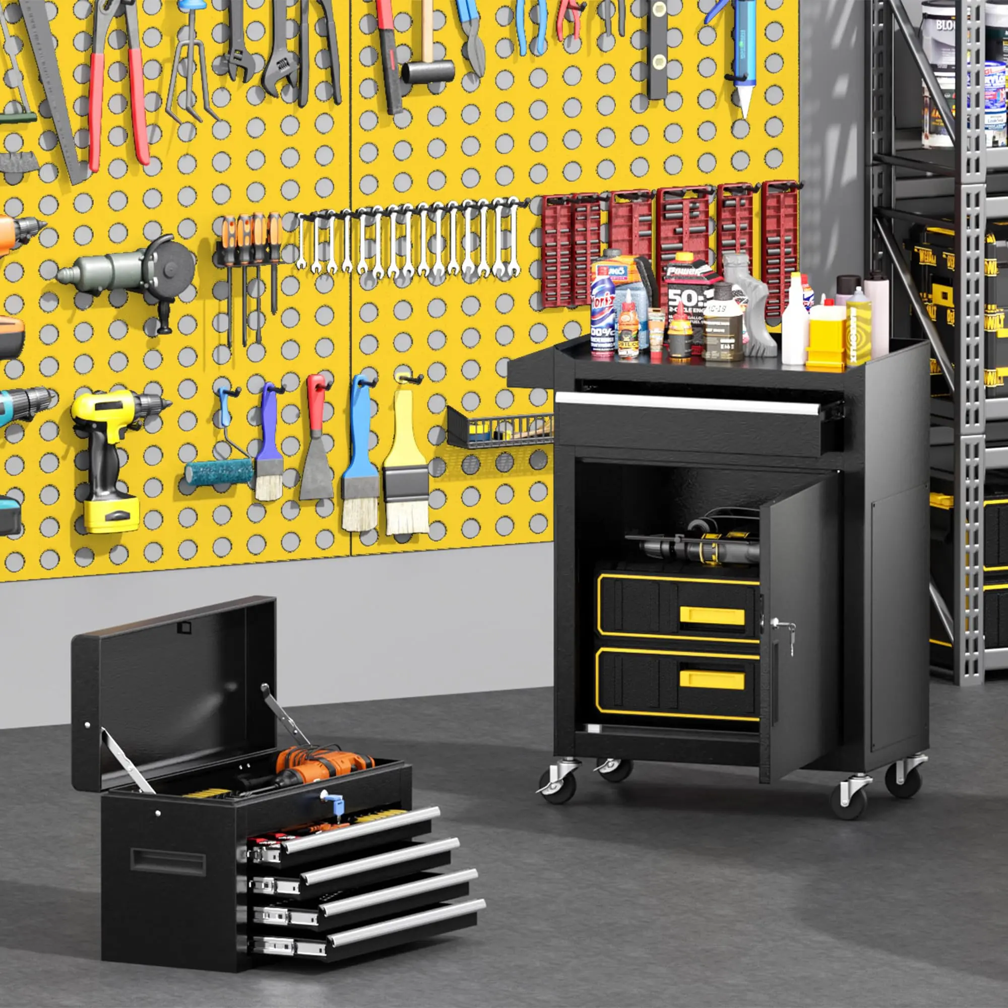 5-Drawer Tool Chest with Wheels, Pre-Assembled Rolling Tool Chest, Detachable Top Tool Box, Lockable Design, Comes with