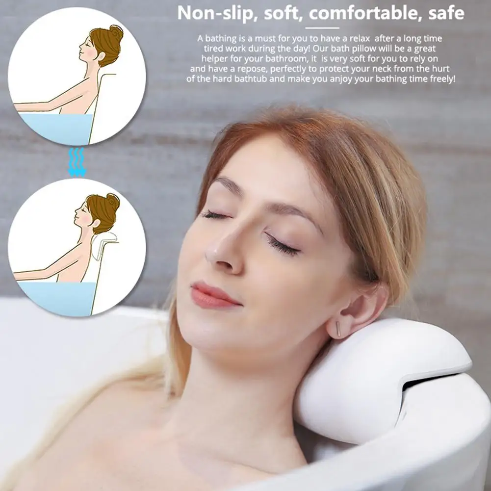 

Bathtub Pillow Extra SPA Thick Ergonomic Headrest Soft Bath Pillow For Tub For Head Bathroom Essentials Neck Hot Tubs Shoul S9E0