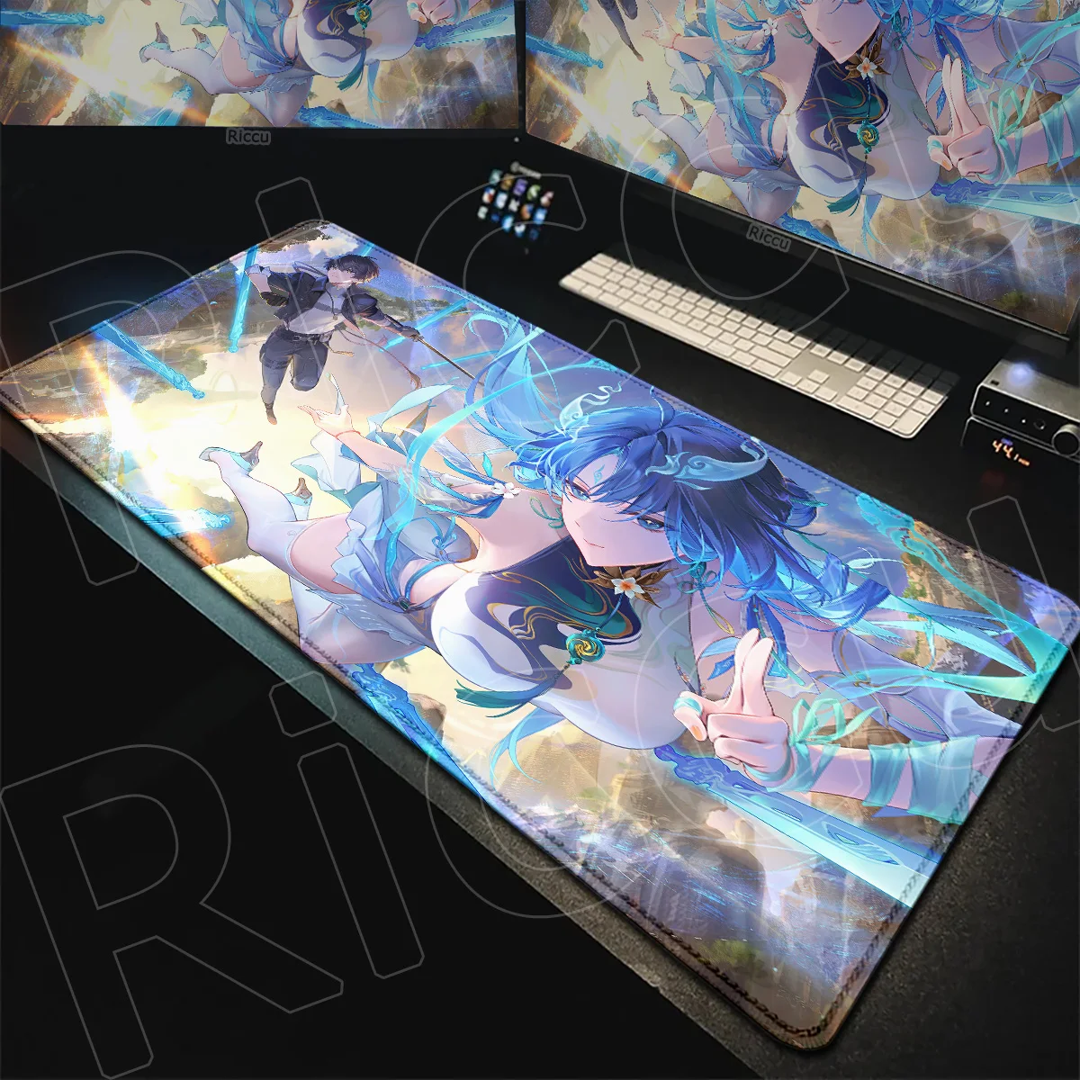 Kawaii Girl Qingxiao Stitch Edge Mat Gaming Wuthering Waves Hot Anime Tastatur Gummi-Schreibtischunterlage 900x400mm E-Sport-Mauspad – Detail 11
