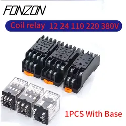 HH52P MY2NJ 5A DPDT Miniature Coil Electromagnetic intermediate Relay  Coil Power Relay 8 11 14Pin Relay with Socket Base