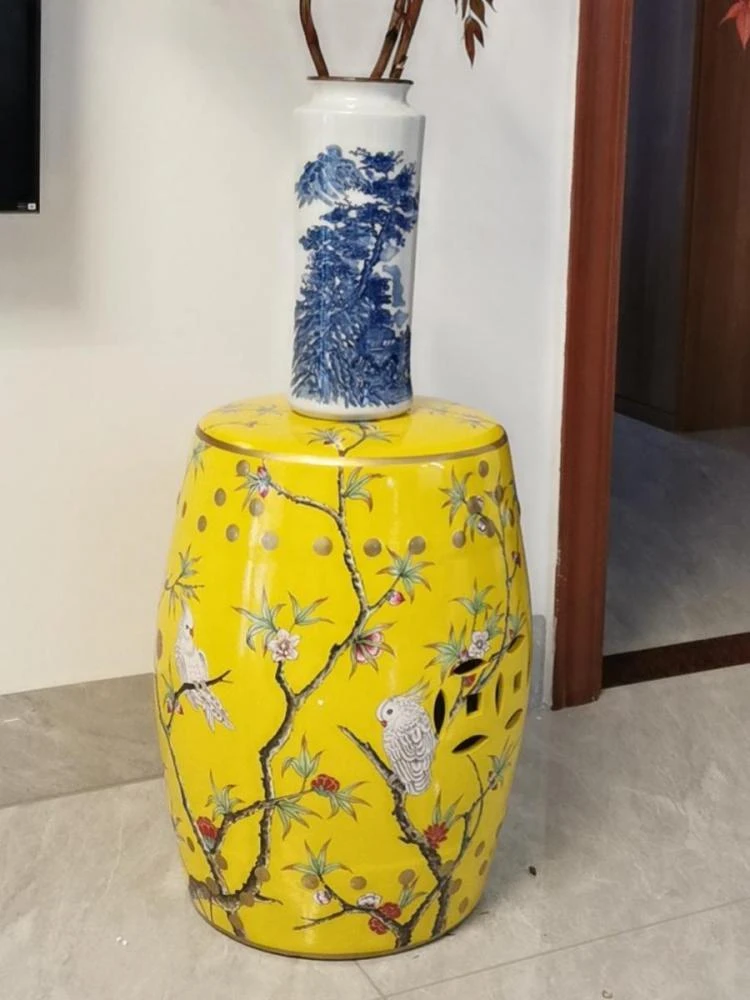 

Новый китайский керамический табурет-барабан, круглый табурет Guzheng, керамический стул для сидения на пирсе, табурет для обуви с цветком