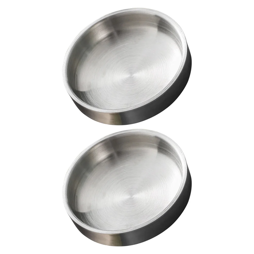 

2 Pcs Stainless Steel Seasoning Plate Kimchi Sauce Pickle Dish Kitchenware Silver Modern Dining Accessories
