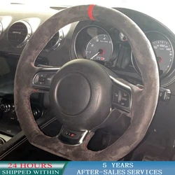 Steering Wheel Customized Car Steering Wheel Cover Anti-Slip Suede Leather For Audi TT TTS (8J) A3 S3 (8P) Sportback R8 (42)