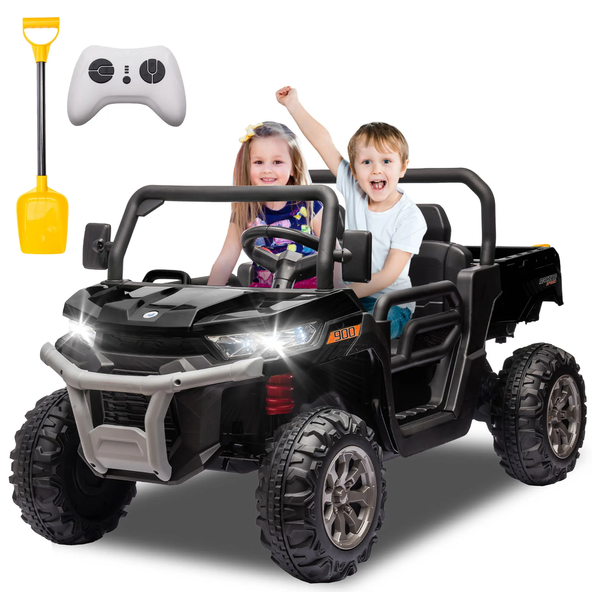 24V Ride On Truck 2 Seater Ride On UTV with 2x200W Motor Ride On Dump Truck with Dump Bed/Shovel Ride On Car with Remote Car Toy