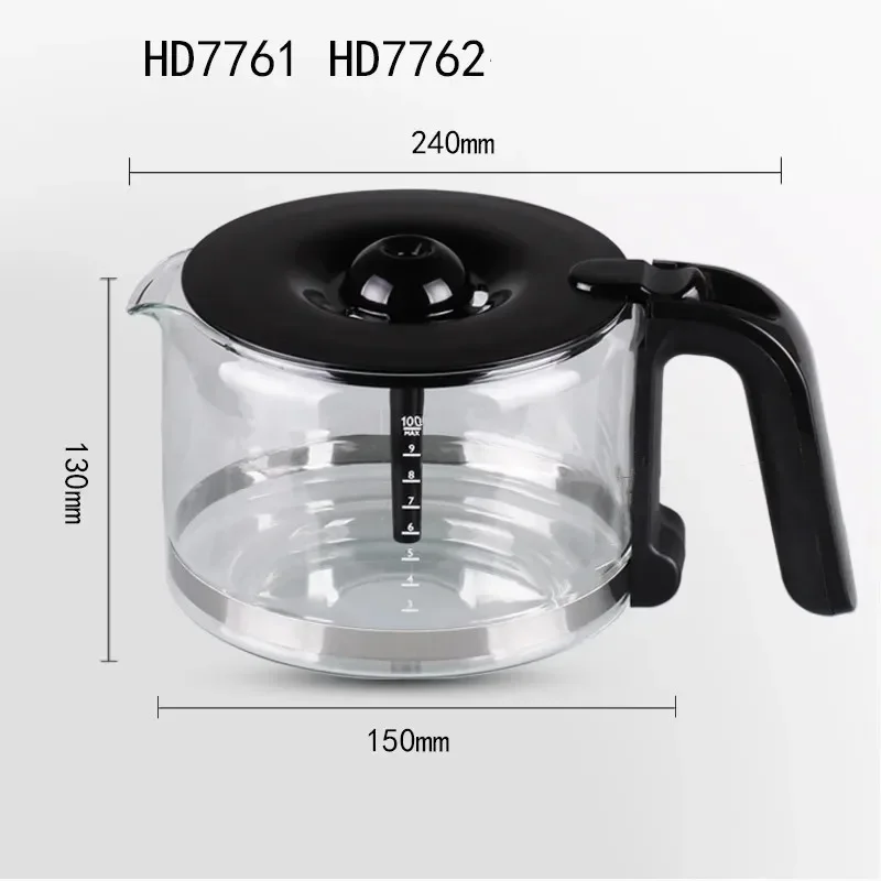 Coffee Maker Glass Jug for  HD7761 HD7762 HD7765 HD7766 HD7767 HD7768 HD7769 Coffee Maker Spare Parts Accessories