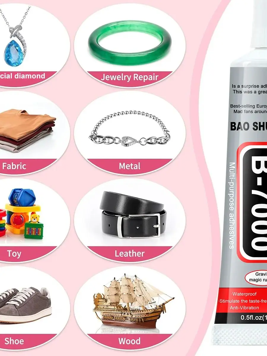 B7000 adhésif transparent, pointe d'aiguille de précision, caoutchouc de diamant, caoutchouc de bijoux artisanal de diamant, caoutchouc de bijoux, maquillage de bijoux