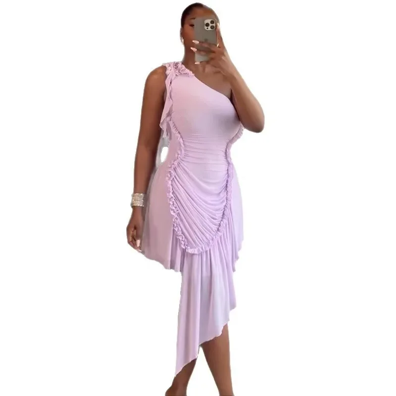 فستان سهرة مثير بظهر مكشوف وياقة هالتر، تصميم ضيق يبرز الأكتاف، تنورة عالية الخصر على شكل حرف A، طول متوسط للنساء #4