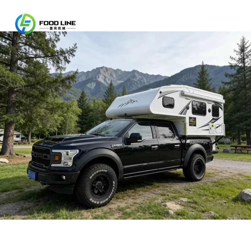 Customized 4X4 Slide-In Pick-Up Truck Camper with Foldable Roof Lightweight Trailer Rooftop Tent for Outdoor Camping Travel