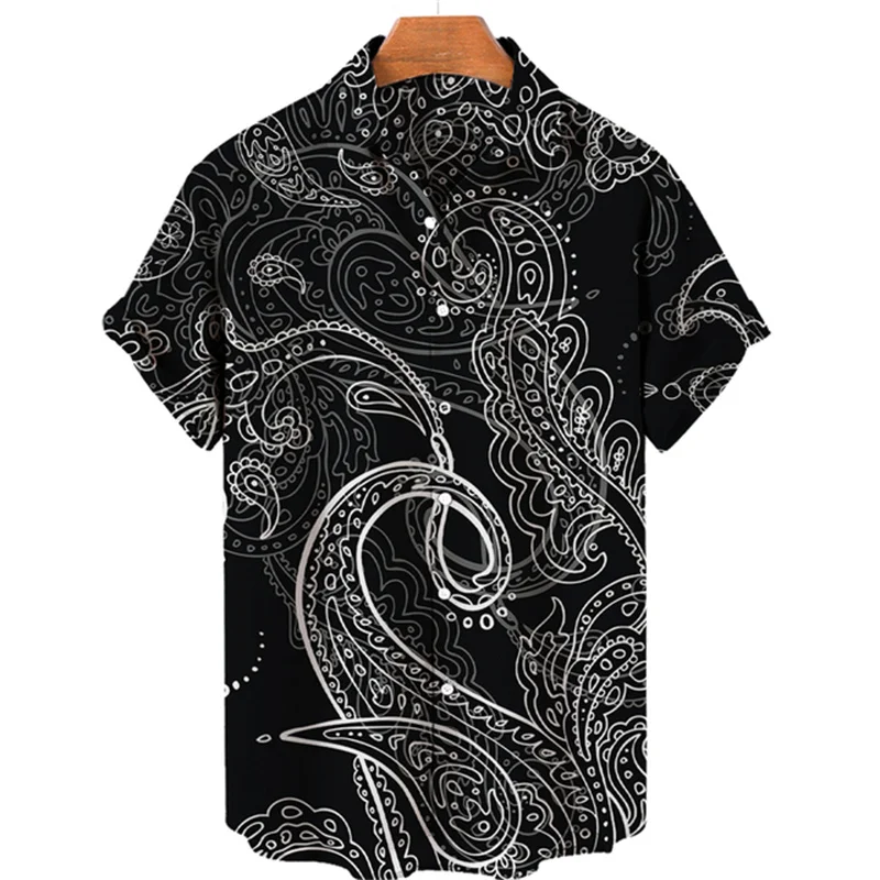 2023 Men\'s Hawaiian shirt Summer casual loose fitting shirt Men\'s breathable short sleeved 3D retro patterned beach men clothing