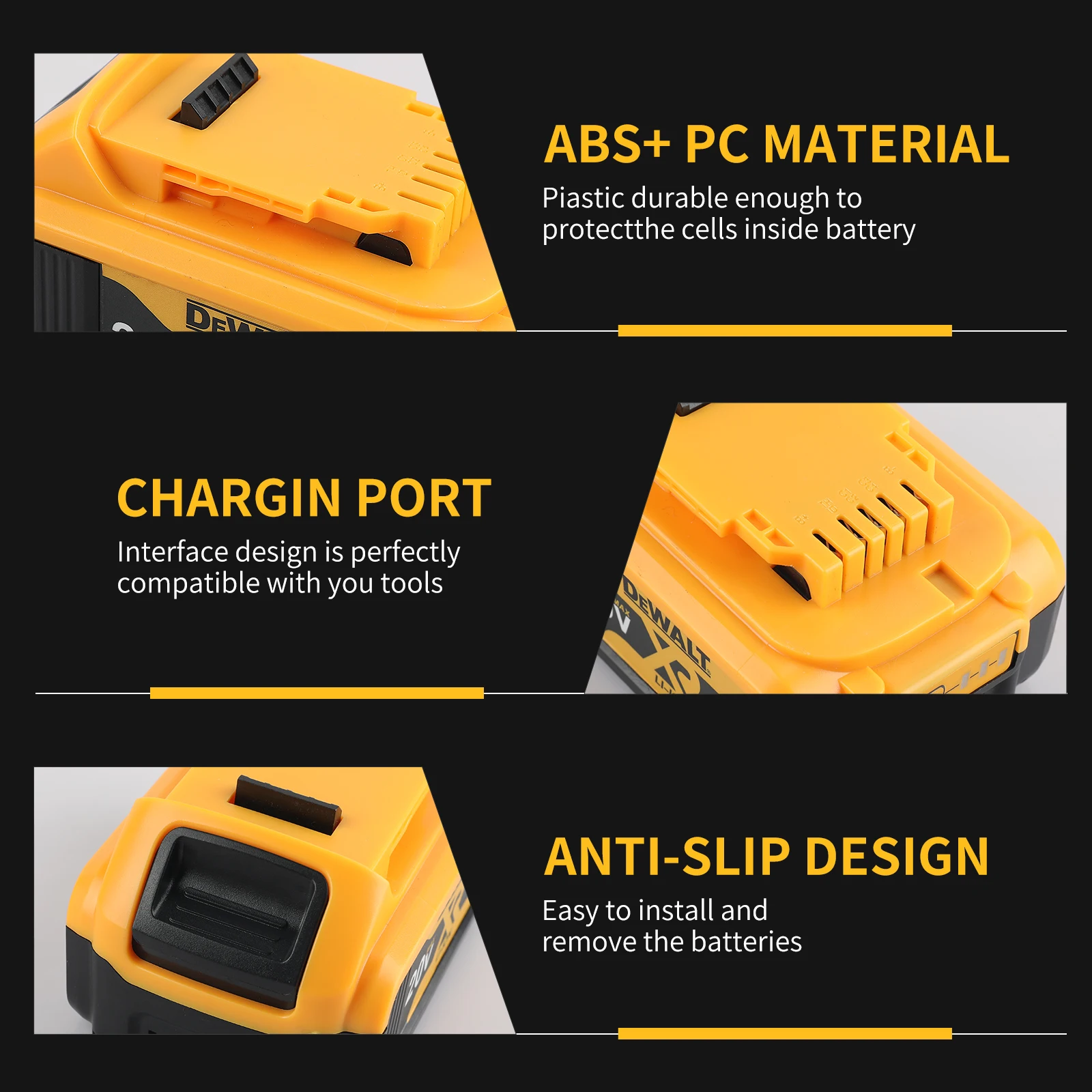 DEWALT DCB206 20V 6.0AH Rechargeable Backup Lithium Battery Packaging, Ideal for All DEWALT 20V Power Tools,Ensuring Performance