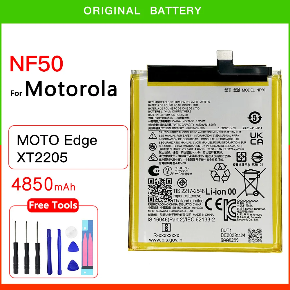 

100% Original Genuine 4850mAh NF50 Replacement Battery For Motorola Moto Edge 2022 XT2205 NF 50 Batteries Batteria + Free Tools